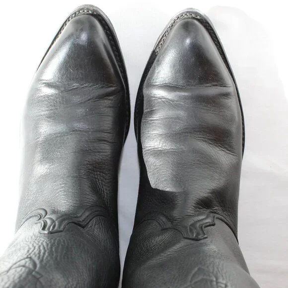 Lucchese Black Leather Boots Size 8D - Picture 5 of 16